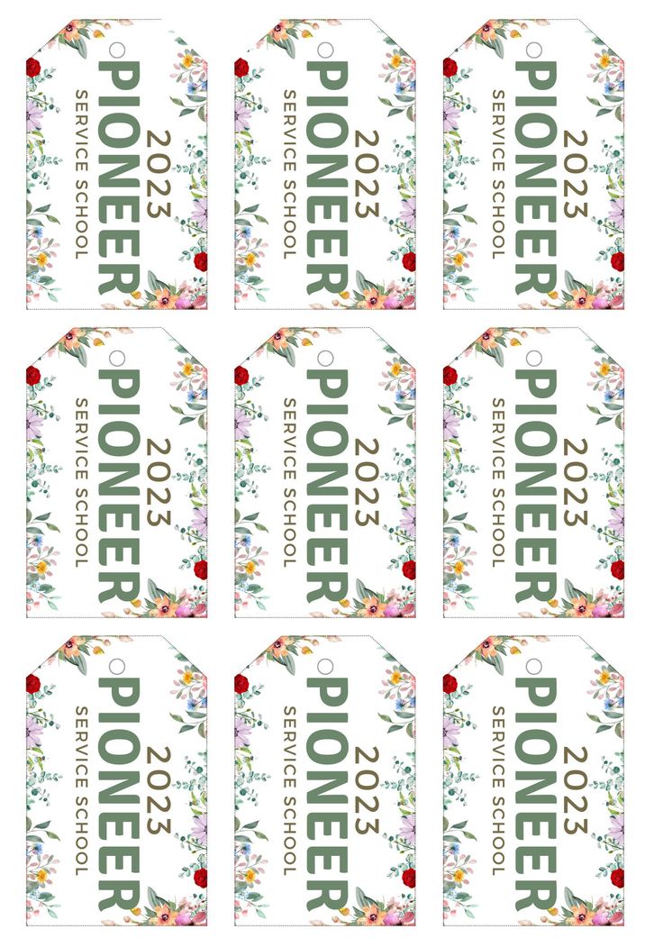 six tags with flowers on them that say,'flower zone'in green and red