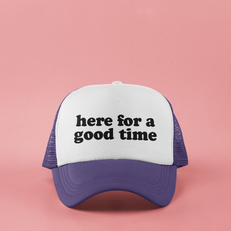 🧡This Here for a Good Time custom snapback trucker hat is great for any occasion. Full of style, comfort, and laughs, it's perfect to wear to bachelor/bachelorette parties, birthdays, reunions, brunches, game days, cruises, vacations, festivals, concerts, camping trips, and more. Cover up any bad hair day and make a fashion statement with this practical accessory. Make your friends laugh when you wear it out or gift one to your mom, dad, brother, sister, girlfriend, boyfriend, husband, wife, or Custom Trucker Hats, Bachelor/bachelorette Party, Custom Caps, Friends Laughing, Bachelorette Parties, Birthday Gifts For Boyfriend, Bad Hair Day, Girlfriend Boyfriend, Brother Sister