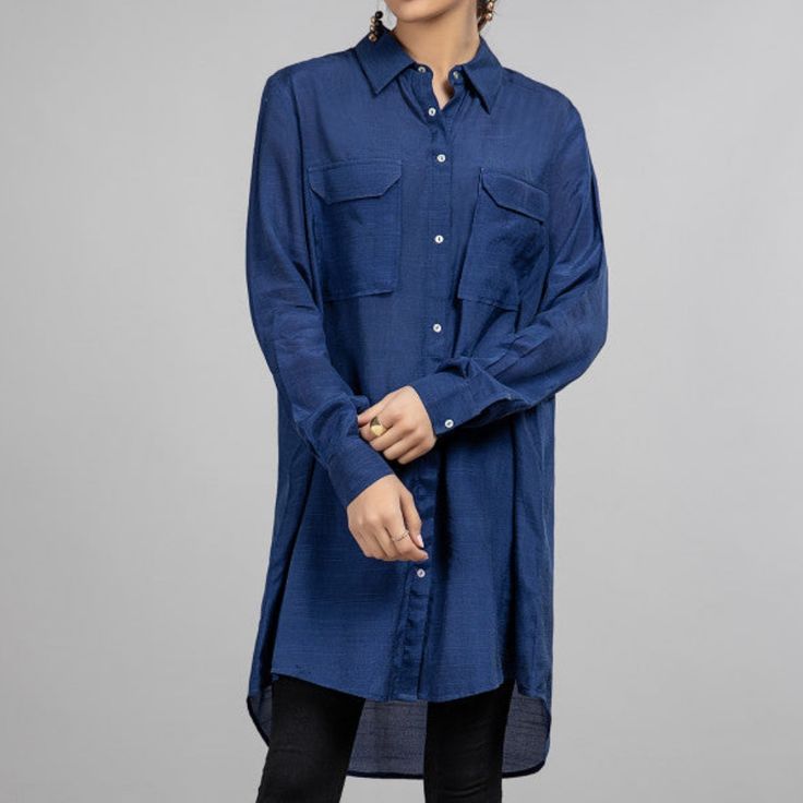 Nwt Maria.B. M Basics Long Sleeve Button Up Shirt Dress Sz M In Blue Blue Collared Shirt Dress With Pockets, Blue Shirt Dress With Pockets For Work, Blue Blouse With Button Cuffs And Shirttail Hem, Blue Button-up Blouse With Pockets, Casual Blue Button-up Shirt Dress, Blue Blouse With Roll-up Sleeves For Fall, Casual Blue Shirt Dress With Button Closure, Blue Collared Shirt Dress With Placket, Blue Blouse With Pockets For Daywear