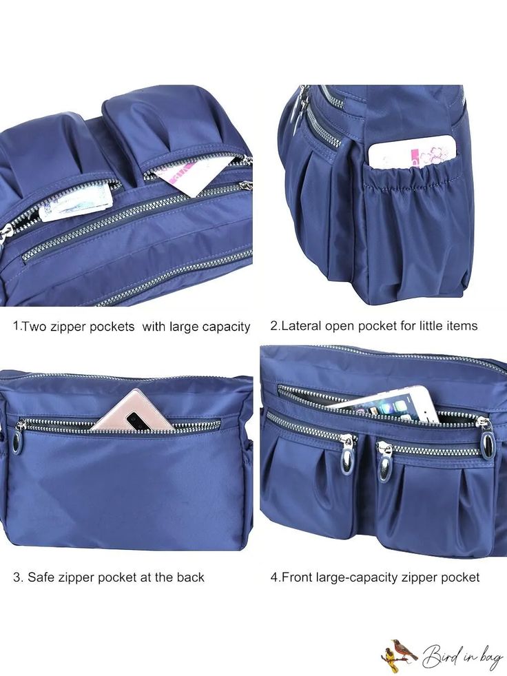 BirdinBag - ATARNI Waterproof Womens Casual Shoulder Bag with Multiple Pockets Waterproof Nylon Bags, Functional Pouch Bag With Pockets, Multifunctional Rectangular Bag With Functional Pockets, Multifunctional Waterproof Nylon Shoulder Bag, Waterproof Shoulder Bag For Everyday Use, Multifunctional Satchel Bag With Pockets, Blue Shoulder Bag With Functional Pockets, Functional Pockets Satchel For Daily Use, Nylon Pouch Bags With Functional Pockets