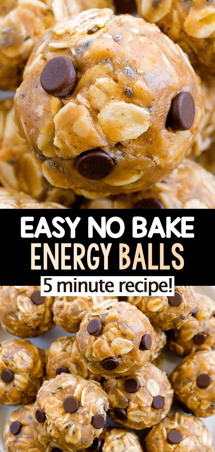 no bake energy balls are stacked on top of each other