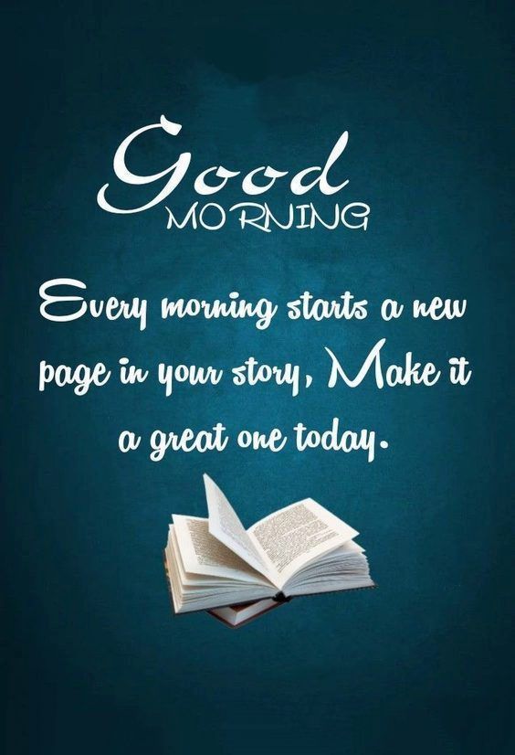 an open book sitting on top of a table next to the words good morning every morning starts