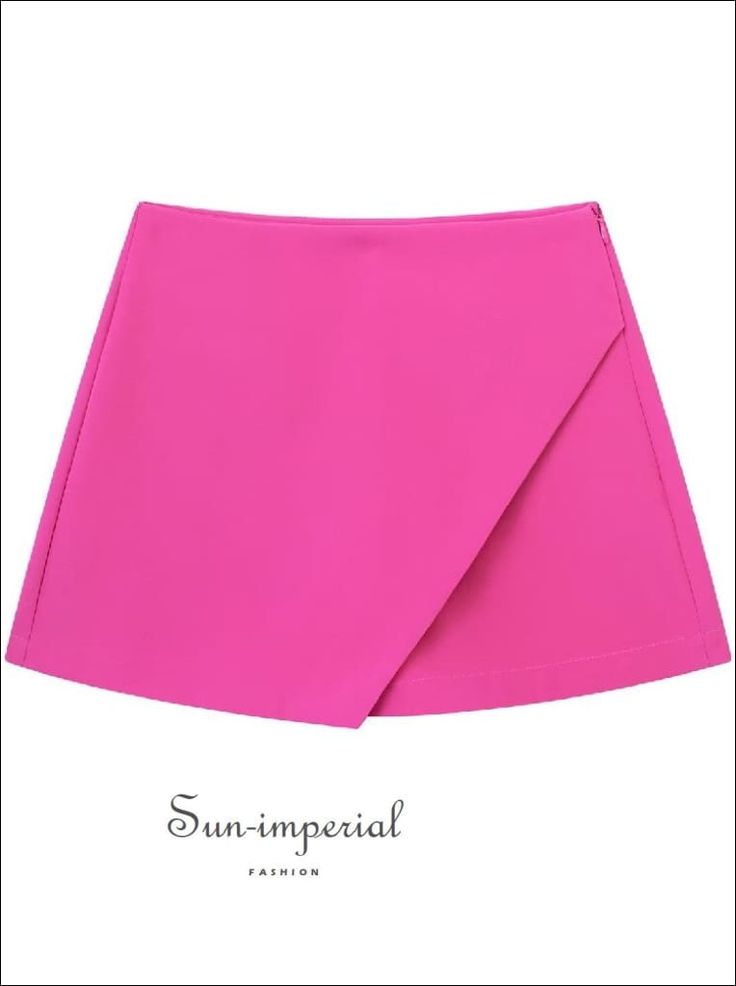 Women’s Asymmetrical High Waist Shorts Mini Skirt With Back Pockets And Side Zipper Detail Sun-Imperial United States Chic Solid Color Summer Skort, Summer Mini Skort With Side Zipper, Summer Mini Bottoms With Side Zipper, Summer Mini Length Skort With Side Zipper, Asymmetrical Solid Color Skort For Summer, Asymmetrical Solid Skort For Summer, Spring Party Skort In Solid Color, Trendy Shorts With Side Zipper, Fitted Summer Skort With Side Zipper