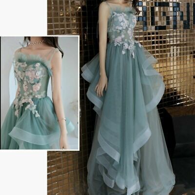 Top Rated Hotladies Embroidery Lace Dress Long Camisole Asymmetric Ball Gown Party Top, Womens Dresses Sleeveless High Low Dress For Prom Season, Green Gown For Spring Banquet, Green Summer Evening Dress For Banquet, Sleeveless Fitted High Low Wedding Dress, Summer Ball Gown For Banquet, Summer Ball Gown For Banquets, Summer Banquet Ball Gown, Sleeveless Ruffled Gown For Banquet, Sleeveless Organza Evening Dress For Banquet