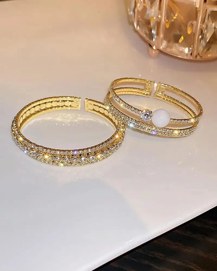 Lasaky - 1 bangle bracelet decorated with sparkling rhinestones Adjustable Alloy Crystal Bangle Bracelet, Gold Crystal Bangle As Gift, Trendy Diamond Jewelry With Rhinestones, Trendy Rhinestone Wedding Jewelry, Gold Alloy Jewelry With Sparkling Stones, Glamorous Rhinestone Cuff Bangle Bracelet, Dazzling Crystal Bracelets With Rhinestones, Jeweled Bangle Jewelry For Party, Dazzling Rhinestone Crystal Bracelets