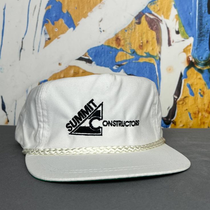 Vtg '90s Summit Constructors White On White Strapback Rope Hat One Size Fits All Leather Strapback Perfect Unused, Unworn, Deadstock Condition Standard Disclaimer: As With Any Used Or Vintage Hat, The Original Materials May Be In Lesser Condition Than A Brand New Piece. Extra Care Has Been Taken To Ensure This Purchase Is Not Only Wearable, But Enjoyable, Too. Please Be Mindful Of The Strap And Bands So That It Can Last Another Lifetime! Vintage Rope Hats, Vintage White Snapback Hat For Summer, Casual White 5-panel Fitted Hat, Vintage Adjustable Trucker Hat For Summer, Vintage Adjustable Baseball Cap For Summer, Vintage 5-panel Baseball Cap For Summer, Vintage White Baseball Cap For Summer, Vintage Baseball Cap For Summer Streetwear, Vintage 5-panel Hat For Summer