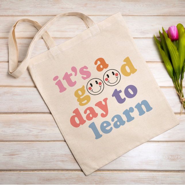 Teacher Tote Bag Ideas, School Tote Bags, Bags For Students, Tote Bag Ideas, Easy Teacher Gifts, Teacher Tote Bag, Colorful Tote Bags, Tote Bags For School, School Tote