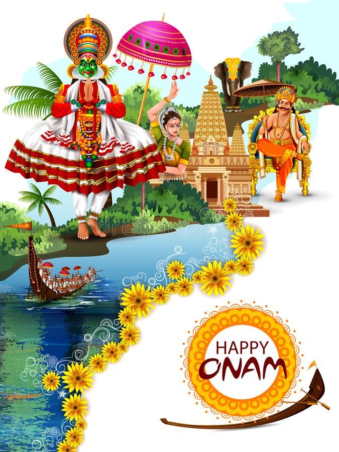 happy onam greeting card with images