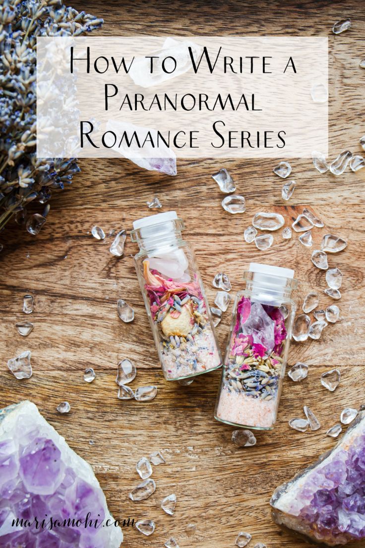 how to write a paranoma romance series with crystals and flowers on the table