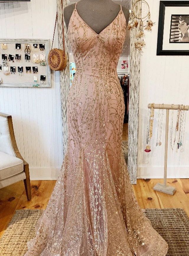 Bow Renewal, Dark Green Prom Dress, Rose Gold Prom Dress, Gold Tulle, Sparkly Prom Dress, Mermaid Pink, Gold Prom Dresses, Spaghetti Strap Prom Dress, Mermaid Sequin