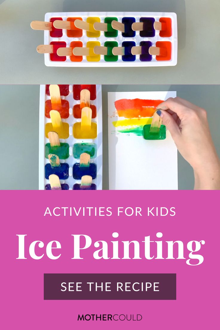 an ice painting tray with popsicles on it and the words, activities for kids see the recipe below