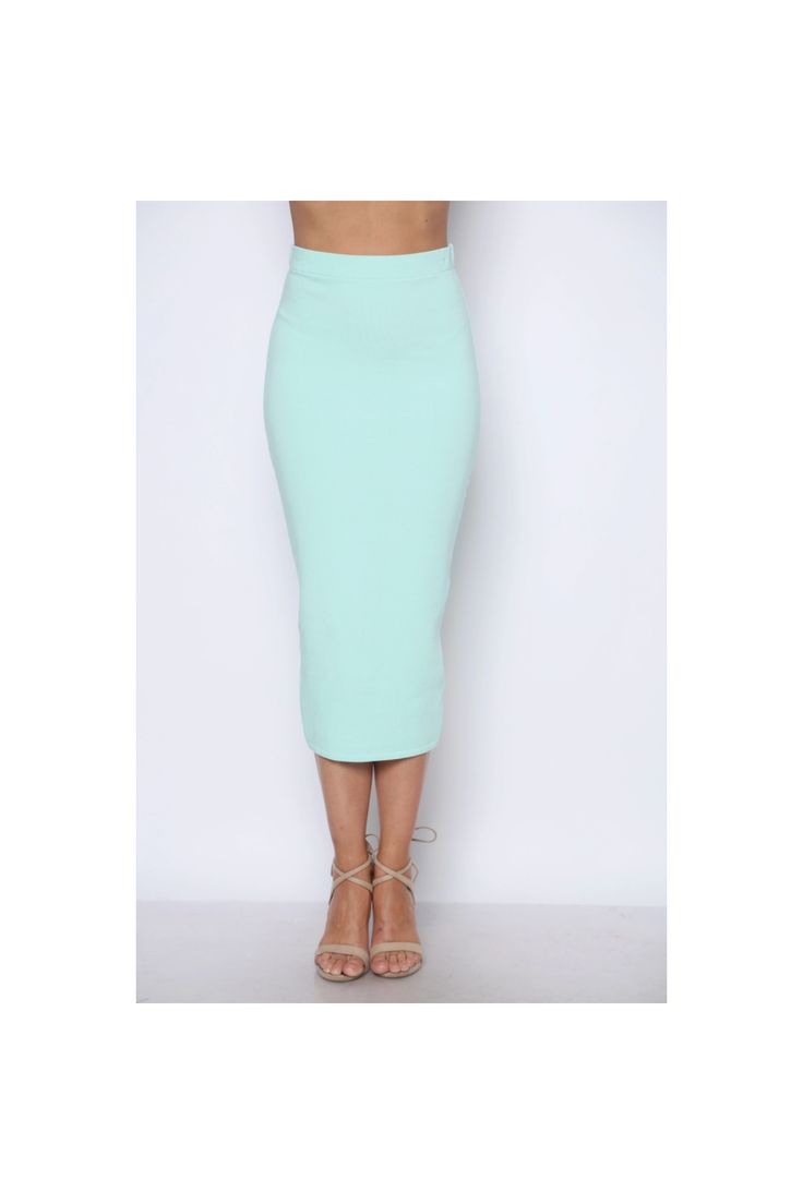 Pull- on ribbed tubed maxi skirt features elastic waist, unlined, fresh, loose fit, light weight. Beautiful coloring. Available in Mint & Pink Chic Ribbed Midi Length Bottoms, Fitted Pencil Maxi Skirt For Spring, Trendy Stretch Midi-length Bottoms, Spring Lined Pencil Maxi Skirt, Green Midi Bottoms With Elastic Waistband, Trendy Stretch Maxi Pencil Skirt, Solid Color Midi Length Pencil Skirt For Summer, Spring Stretch Midi Skirt Bottoms, Spring High Waist Stretch Pencil Skirt