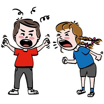 an angry man and woman are yelling at each other