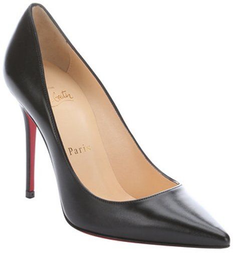 Christian Louboutin black leather 'Decollette 554' pumps Classic Red Sole Calf Leather Heels, Classic Calf Leather Heels With Red Sole, Classic Heels With Red Sole In Calf Leather, Sleek Heels With Red Sole In Calf Leather, Sleek Leather Heels With Red Sole, Sleek Calf Leather Heels With Red Sole, Classic Red Sole Heels For Office, Classic Heels With Red Sole For Work, Chic Business Court Shoes With Red Sole