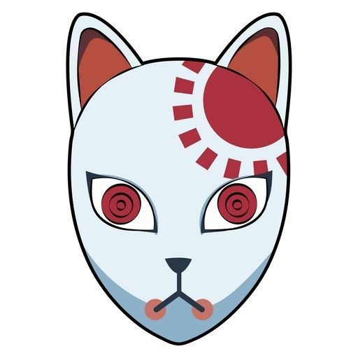 a white cat with red circles on it's head and eyes, looking to the side