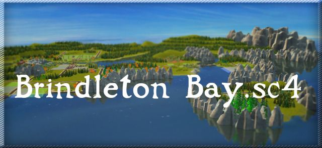 the words brindleton bay sc4 are in front of an image of rocks and trees