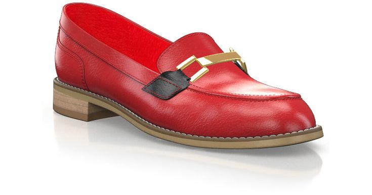 Women`s Shoes Maria 15616 Red Luxury Loafers For Work, Luxury Red Loafers For Work, Red Calf Leather Loafers With Leather Sole, Red Slip-on Leather Shoes For Work, Red Leather Loafers For Galas, Red Elegant Moccasins, Red Leather Slip-on Work Shoes, Elegant Red Round Toe Moccasins, Red Leather Sole Dress Shoes For Work