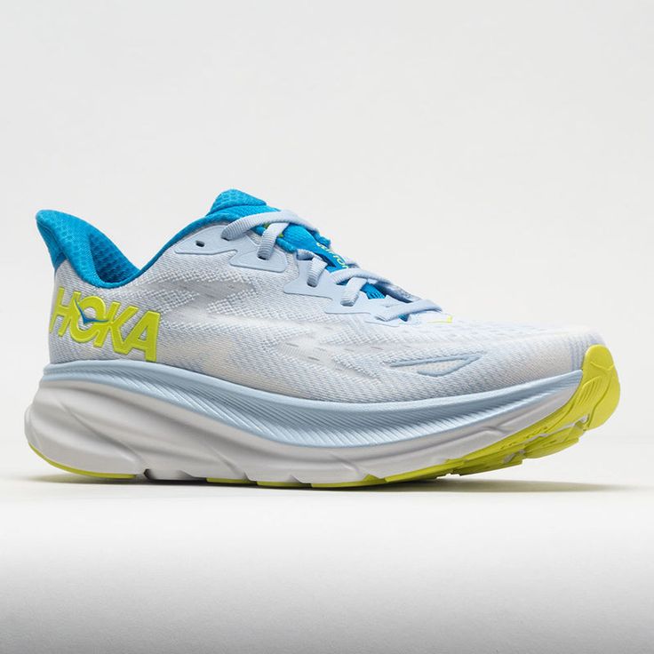 HOKA Clifton 9 Men's Ice Water/Evening Primrose Hoka Clifton 9, Clifton 9, Hoka Clifton, Shoe Technology, Ice Water, Evening Primrose, Reduce Weight, Asics Gel, Nice Shoes