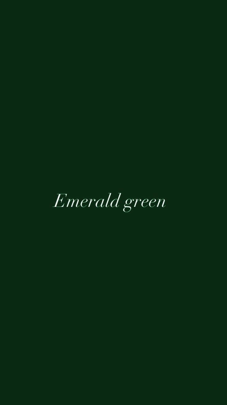 the words emerald green are written in white