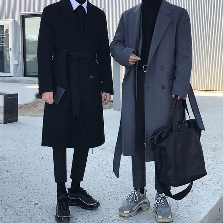 Winter Medium Length Woolen Overcoat Korean Version Thickened Warm Woolen Overcoat Men's Double Overcoat Men, Streetwear Mode, Double Breasted Trench Coat, Moda Vintage, Woolen Coat, Fashion Gallery, Mode Inspo, 2000s Fashion, Mens Streetwear