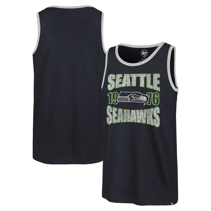 Stay cooler on sunny Seattle Seahawks game days in this Upload Franklin tank top. Made by '47, its contrasting trim highlights the team graphics printed in a vintage design for a throwback look. Breathable fabric keeps you comfortable in this Seattle Seahawks tank. Seahawks Game Day, Contrasting Trim, 47 Brand, Seattle Seahawks, Sea Blue, Sports Gear, Medium Blue, Screen Print, The Team