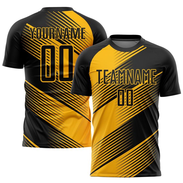 a black and yellow soccer jersey with the number 0 on it, that says team name 00