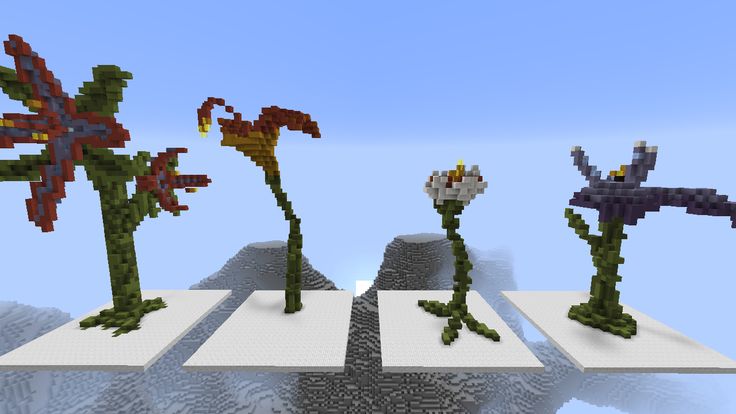 four different types of flowers on top of each other in minecraft style screenshot