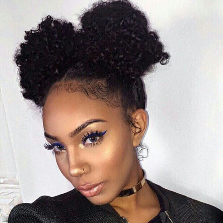 pinterest// kjvouge✨ Curly Bun Hairstyles, Cute Natural Hairstyles, Curly Bun, Natural African American Hairstyles, Easy Hairstyles Quick, American Hairstyles, Pelo Afro, Big Chop, Natural Hair Styles Easy