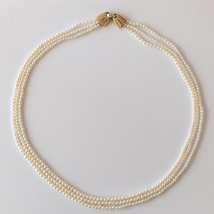 2.5-3.5mm White Baby Akoya Pearl Multistrand Necklace - Marina Korneev Fine Pearls Japanese Pearls, Visually Pleasing, Figure 8, Akoya Pearls, Multi Strand Necklace, Small Jewelry, Pearl Size, Strand Necklace, Cultured Pearls