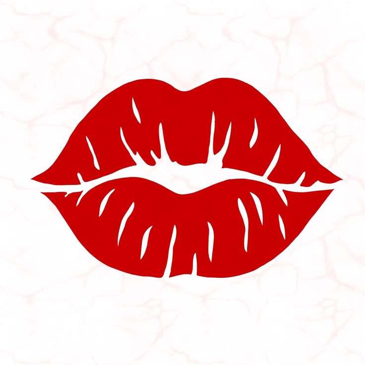 a red lips silhouette on a white background