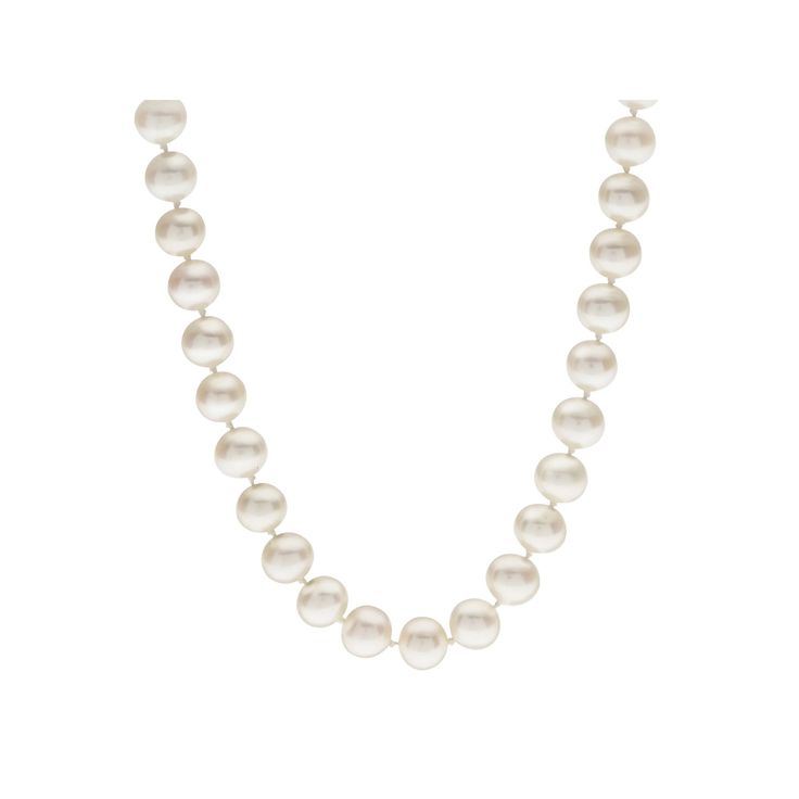 Decorated with near-round freshwater cultured pearls, this necklace gives your outfit timeless beauty. Comes in a gift box. Click on this JEWELRY & WATCHES GUIDE to learn about fit, styles, materials and more!NECKLACE DETAILS Length: 18 in. Clasp: safety Metal: rhodium-plated sterling silver CULTURED PEARL DETAILS Type: freshwater Shape: near-round Size: 7-7.5 mm Color: white Gemstones may have been treated to enhance their appearance. Special care may be required. Please visit our Gemstone Trea Classic Single Strand Pearl Necklace With Round Beads, Classic Formal Pearl Necklace With Round Beads, Classic Pearl Necklace For Formal Occasions, Formal Classic Pearl Necklace, Formal Pearl Drop Necklace With Round Beads, Classic Formal Pearl Necklace With Pearl Drop, Classic Single Strand Pearl Necklace For Formal Occasions, Classic Formal Pearl Necklace With Pearl Charm, Classic Formal Pearl Pendant Necklace