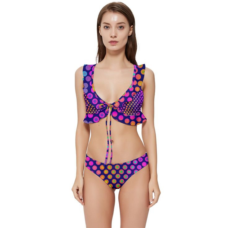 Light up your beach style with the Electric Dots Low Cut Ruffle Edge Bikini Set from Mila Beachwear. This playful yet sophisticated bikini set is designed to make a statement, featuring a vibrant dot pattern and chic ruffle details Made from 90% Polyester, 10% SpandexSet includes custom bikini top and bottom Dots Pattern, Beach Style, Low Cut, Women Swimsuits, Two Pieces, One Piece Swimsuit, Light Up, Dots, Angeles