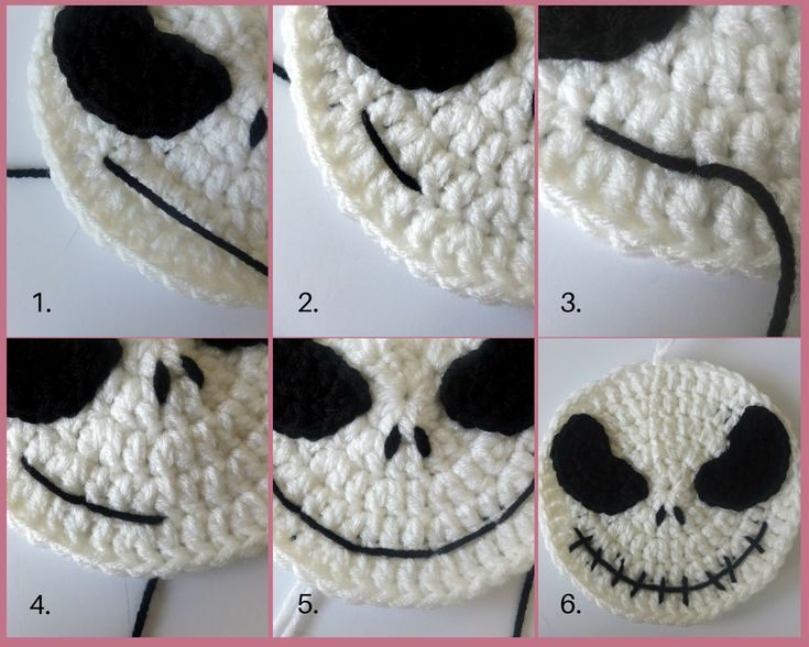 instructions to crochet a jack skellingy face