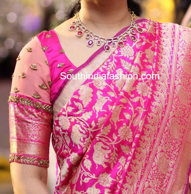 Benaras Saree Blouse Designs Latest, Elbow Sleeve Blouse Designs, Benaras Blouse Designs Latest, Paithani Saree Blouse Pattern With Work, Elbow Sleeves Design For Blouse, Silk Blouse Sleeves Design Latest, Blouse Ideas For Silk Sarees, Paithani Saree Blouse Pattern, Blouse Embroidery Designs Silk