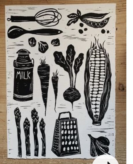 an image of various vegetables and spices on a piece of paper with the words milk