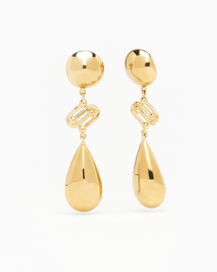 Jalia Earrings Gold Evening Drop Earrings With Polished Finish, Modern Metal Teardrop Earrings For Formal Occasions, Teardrop Chandelier Clip-on Earrings, Chic Metal Teardrop Earrings For Formal Occasions, Teardrop Earrings With Polished Finish For Evenings, Evening Teardrop Earrings With Polished Finish, Elegant Metal Dangle Drop Earrings, Elegant Metal Drop Earrings, Luxury Drop Earrings For Formal Occasions