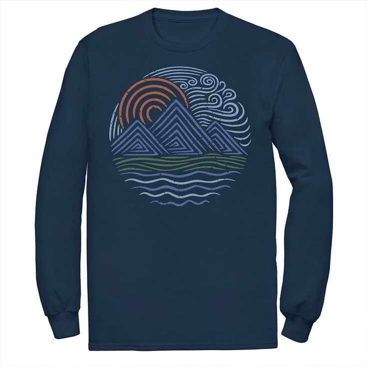 The mountains are calling you to this men's graphic tee. Crewneck Long sleevesFABRIC & CARE Cotton Machine wash Imported The mountains are calling you to this men's graphic tee. Licensed Character The mountains are calling you to this men's graphic tee. Size: XL. Color: Navy. Gender: male. Age Group: adult. Waves Design, Mountains Are Calling, The Mountains Are Calling, Wave Design, Mens Graphic Tee, Tee Design, Fabric Care, Graphic Tee, Long Sleeve Tshirt Men