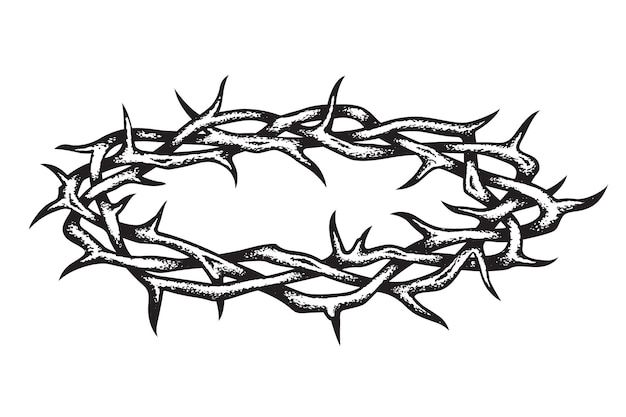 a black and white drawing of a crown of thorns