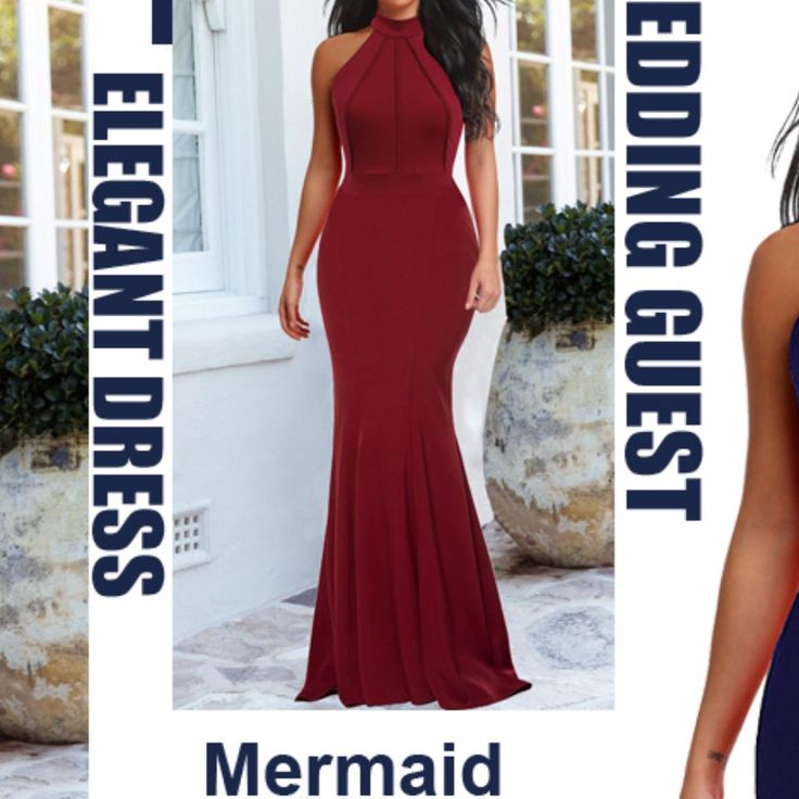 Women's Elegant Chic Halter Neck Sleeveless Solid Stretchy Wedding Guest Mermaid Long Evening Dress. This Mermaid Cocktail Party Long Dress Fits True To Size. Size M: Bust:36-37inch, Waist:28-29inch, Hips:38.5-39.5inch,Dress Length --- 146cm/57.5inch (Approx. Measurements) Color: Burgundy Fabric Type: 65% Cotton, 35% Polyester Brand New / Excellent Condition (See Pictures) Only Worn Once. Comes From A Smoke-Free + Pet Free Home* Fast Shipper (Same Day Or Next) Reasonable Offers Are Welcome! Bund Sleeveless Fitted Mermaid Bridesmaid Dress, Fitted Halter Neck Bridesmaid Dress For Prom, Fitted Sleeveless Bridesmaid Dress For Banquet, Fitted Backless Sleeveless Dress For Wedding, Fitted Sleeveless Bridesmaid Dress For Prom Season, Sleeveless Bridesmaid Mermaid Dress, Fitted Halter Neck Maxi Dress For Wedding Guest, Fitted Halter Neck Bridesmaid Dress For Wedding, Red Sleeveless Bridesmaid Dress For Formal Occasions