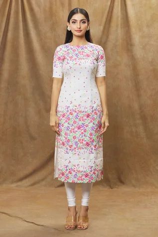 Shop for Label Priyanka Kar Ivory Floral Embellished Cotton Kurta Set for Women Online at Aza Fashions Cotton Kurta Set, Kurta Set For Women, Cotton Kurta, Aari Work, Fashion App, Churidar, Kurta Set, Color Ivory, Set For Women