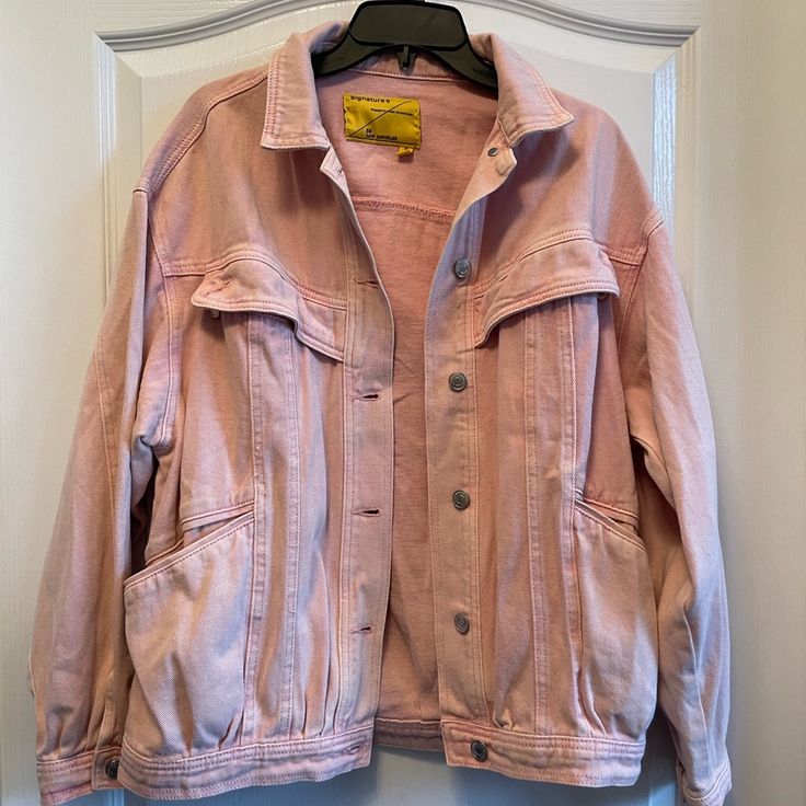 Pink Denim Jacket Size Small Never Worn Spring Everyday Washed Outerwear, Trendy Washed Utility Jacket For Spring, Oversized Utility Denim Jacket For Spring, Spring Relaxed Fit Washed Utility Jacket, Trendy Pink Everyday Outerwear, Spring Utility Denim Jacket, Pink Washed Outerwear For Spring, Spring Washed Relaxed Fit Utility Jacket, Relaxed Fit Washed Outerwear For Spring