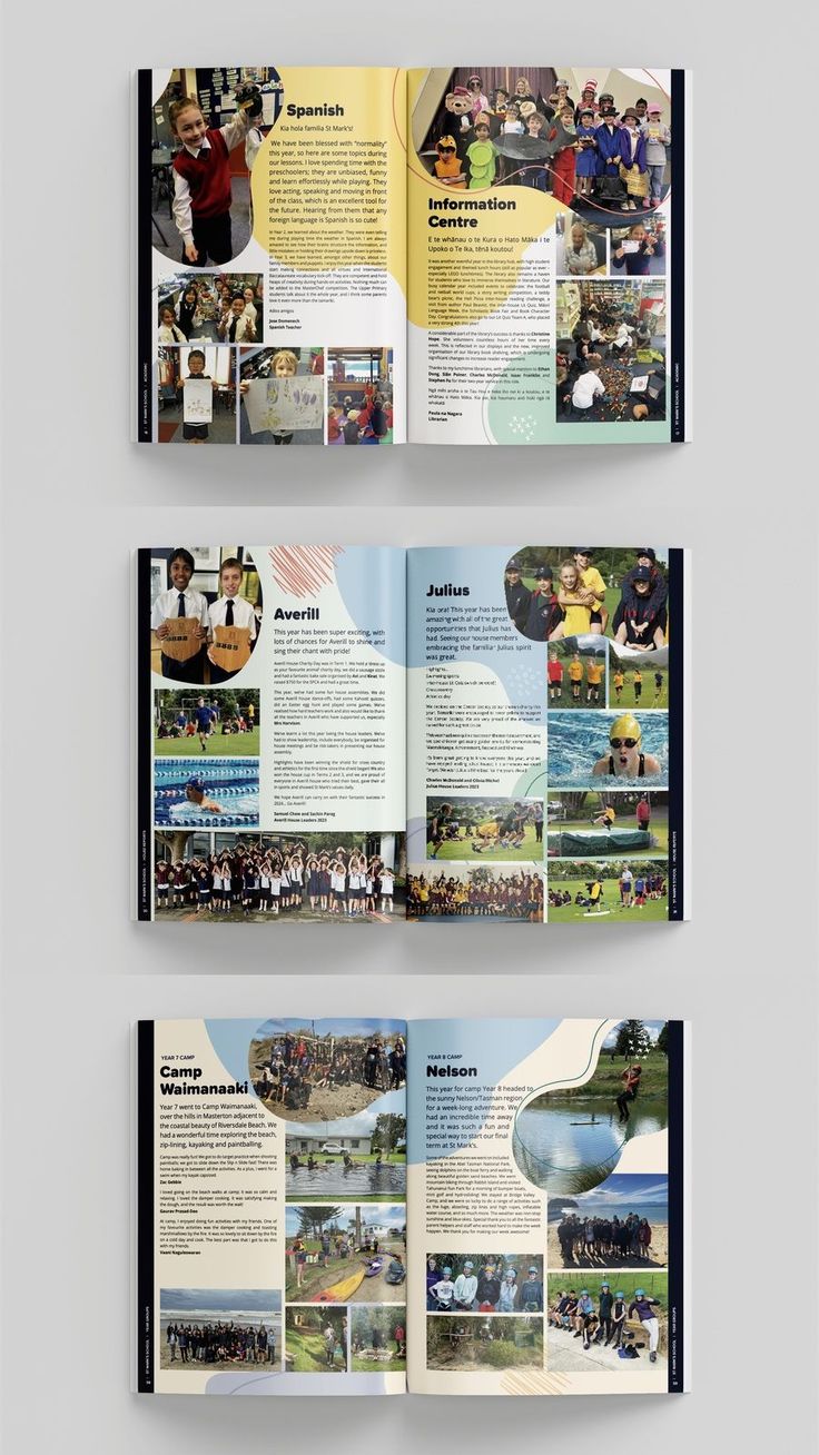 an open brochure with photos and text on it