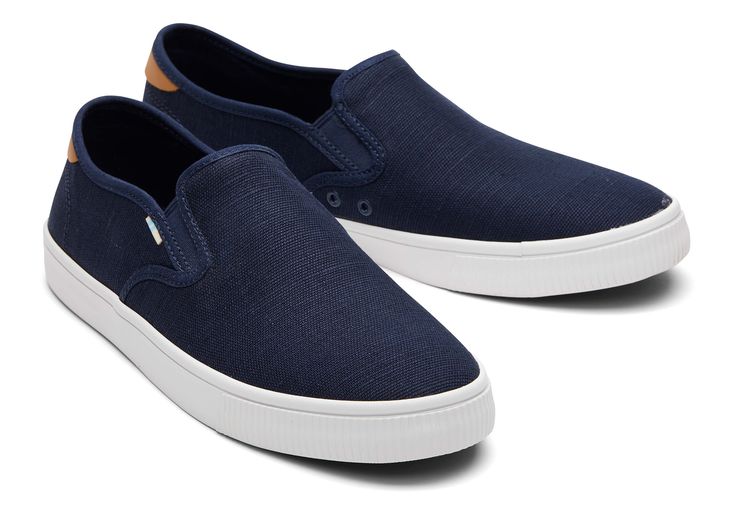 Part of the Topanga Collection, the Baja a casual slip-on with twin gores and a vulcanized outsole, is laid-back and up for just about anything. | Navy heritage canvas upper Vegan Double sided elastic gore for easy on/off Ortholite high-rebound cushioned insole Custom vulcanized rubber outsole Topanga Collection | TOMS Men's Navy Blue Heritage Canvas Baja Slip-On Shoes, Size 10 Navy Low-top Slip-on Sneakers, Navy Textured Sole Slip-on Sneakers, Navy Slip-on Sneakers With Textured Sole, Casual Navy Sneakers With Ortholite Insole, Canvas Slip-on Sneakers With Gum Sole, Navy Slip-on Low-top Sneakers, Slip-on Sneakers With Gum Sole, Casual Slip-on Sneakers With Gum Sole, Casual Low-top Slip-ons With Gum Sole