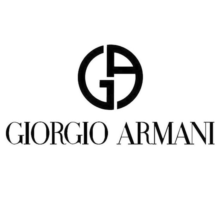 the logo for giorggio armani, an italian fashion brand that is currently in development