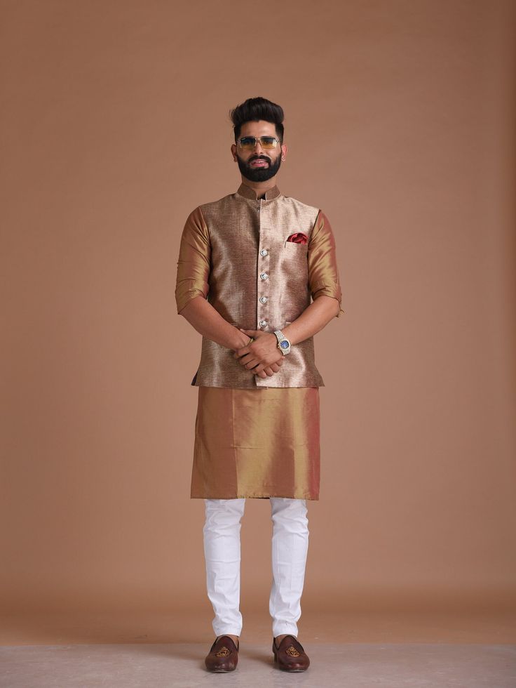 Important Instrucitons : We request you to kindly calculate the processing time of your order after the mutual confirmation on Bespoke measurements between us has taken place (either via message , e mail or form) Men can wear Half-Jackets and style them in many different ways. Want to look traditional? Great! Wear a Half Jodhpuri Jacket with your Mens Kurta and Pajama. Want to wear it to a party? Try Half Jodhpuri Jacket with Trousers. If you are all about comfort this summer, then these Half Ja Navratri Long Sleeve Sherwani With Gota Work, Navratri Sherwani With Gota Work And Long Sleeves, Festive Straight Kurta Chanderi Bandhgala, Traditional Nehru Jacket With Cutdana In Cotton Silk, Traditional Cotton Silk Nehru Jacket With Cutdana, Traditional Nehru Jacket In Cotton Silk With Cutdana, Cotton Silk Bandhgala With Zari Work For Festivals, Festival Cotton Silk Bandhgala With Gota Work, Zari Work Cotton Silk Bandhgala For Festivals