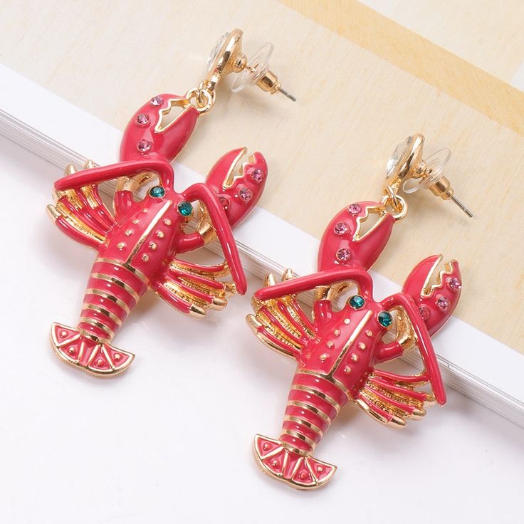 Rhinestone earrings-New Red Lobster Crystals Drop Earrings Party Rhinestone Earrings Metal Animal Ear Rings Jewelry Accessories For Women Gift dropshipping: yes Style: TRENDY Shape\pattern: Water Drop Occasion:: Fashion show Engagement Wedding Date Party Gift Metals Type: Zinc alloy Material: CRYSTAL Item Type: Earrings Gender: Women Model Number:3256802508080678 Condition: 100% Brand New And High Quality Color:As The Picture Material: Rhinestone Shopping Note :As different computers display col Valentine's Day Party Earrings In Alloy, Valentine's Day Party Earrings Made Of Alloy, Red Alloy Jewelry For Party, Red Jeweled Crystal Drop Earrings, Red Crystal Metal Party Earrings, Red Metal Crystal Party Earrings, Red Crystal Metal Earrings For Parties, Red Jeweled Metal Earrings, Red Metal Earrings For Party