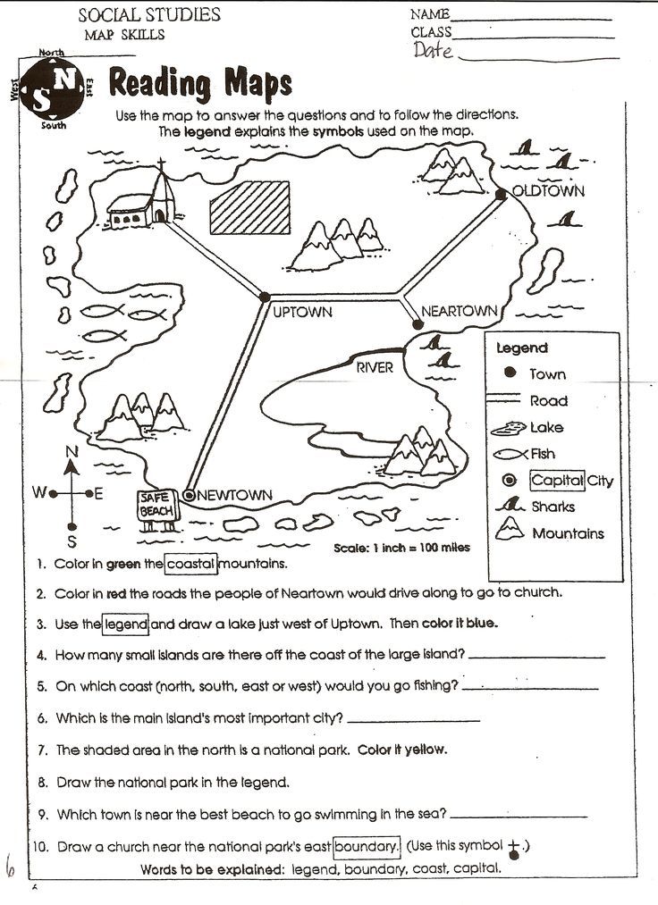 reading maps worksheet with answers for students to use on the map and how they are