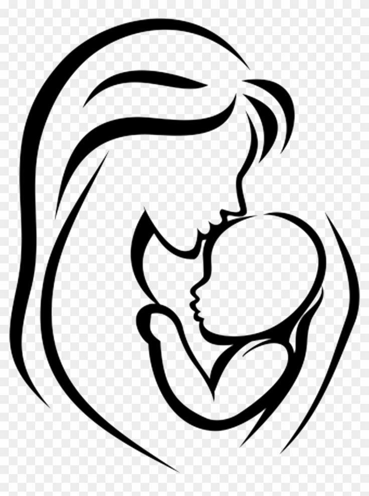 a black and white silhouette of a mother holding her baby