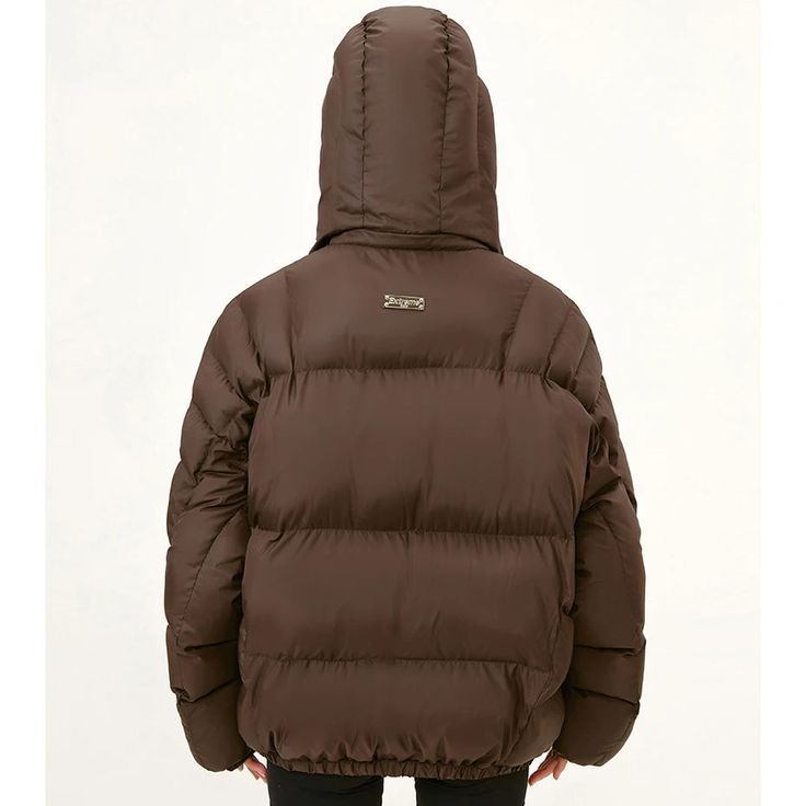 Material: Polyester Thickness: Thick （Winter) Lining Material: Polyester Type: LOOSE Collar: STAND Closure Type: zipper Sleeve Style: Regular Hooded: Yes Closure Type: zipper Clothing Length: Regular Gender: MEN eta = 2-3 weeks Fall Duck Down Hooded Jacket With Double-lined Hood, Brown Puffer Jacket With Padded Collar For Outdoor, Brown Hooded Puffer Jacket For Winter, Brown Puffer Jacket With Detachable Hood For Fall, Brown Hooded Jacket With Double-lined Hood For Streetwear, Duck Down Hooded Jacket For Fall Streetwear, Brown Winter Puffer Jacket For Cold Weather, Brown Winter Outerwear With Padded Collar, Brown Hooded Jacket For Streetwear With Double-lined Hood