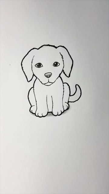 a drawing of a dog sitting on top of a white table next to a wall